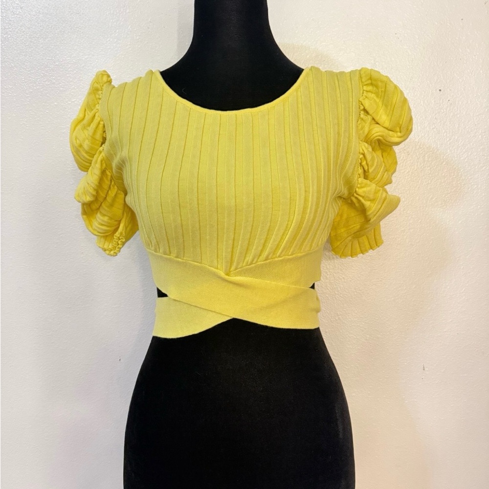 Yellow Ruffled Sleeve Top